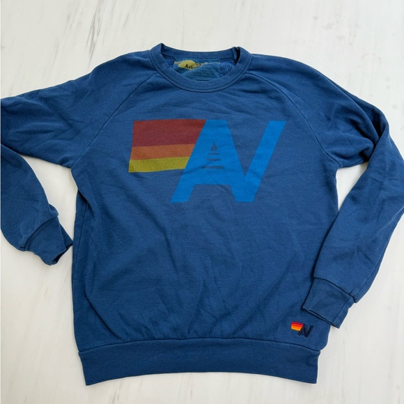 Aviator Nation Blue Sweatshirt with Multicolor Logo - Picture 1 of 5